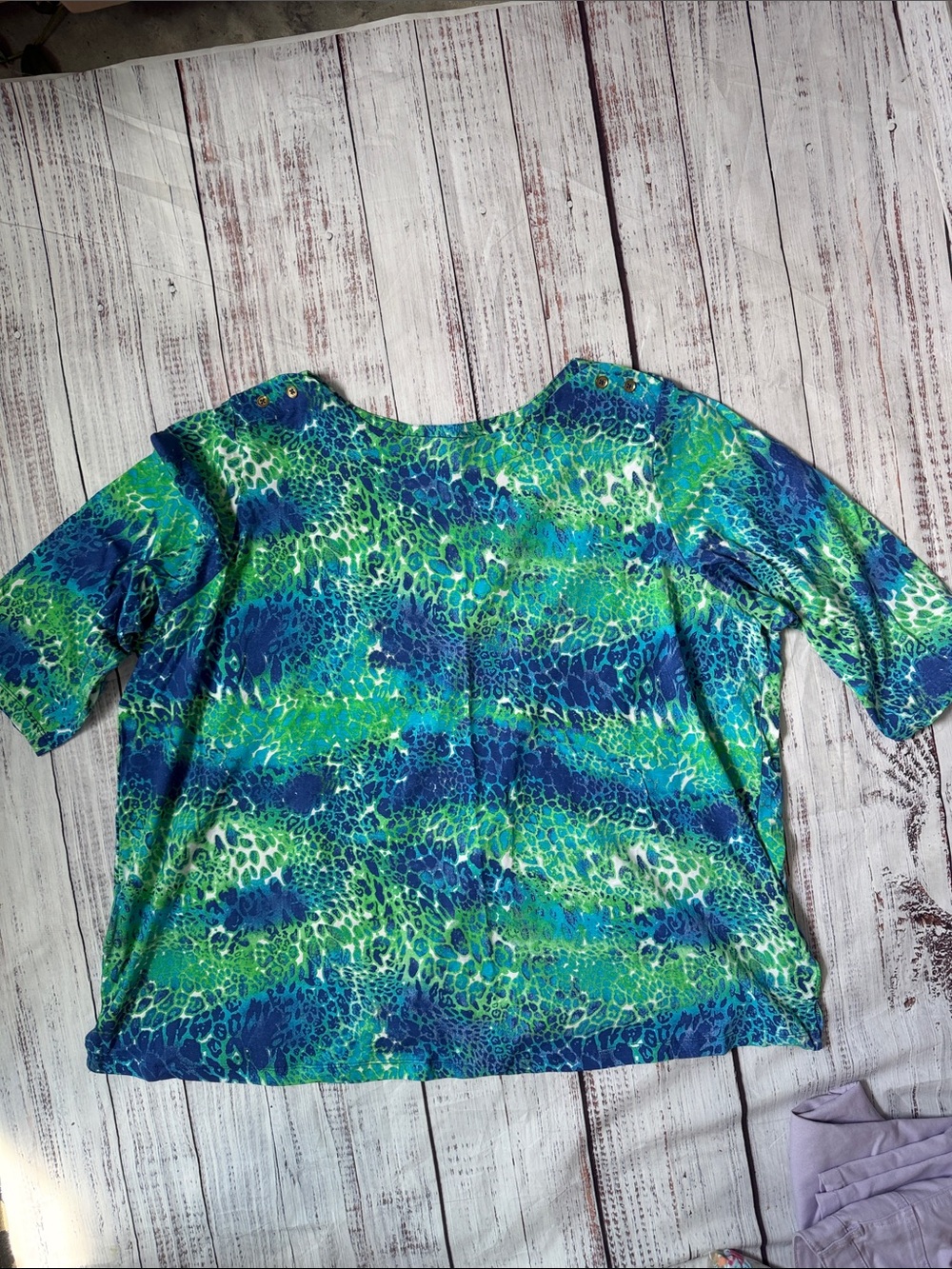 Jessica London Teal and Navy Cheetah Printed Top